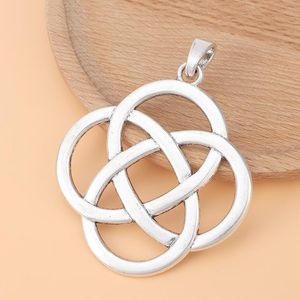 Pendant Necklaces 5pcs/Lot Silver Color Large Chinese Knot Charms Pendants For Necklace Jewelry Making AccessoriesPendant