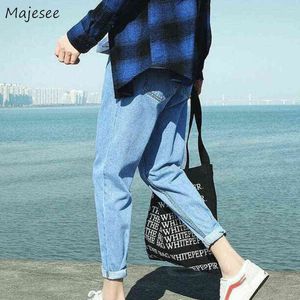 Men Jeans Solid Simple Straight Denim Trousers Chic Mens Korean Style All-match Students Leisure Harajuku Loose New Trendy Ins G0104