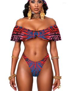 Women's Swimwear Ruffle Bikini Women Two Pieces Bathing Suit African Print Totem Sexy Bikinis Set 2022 Mujer Tribe National Costume