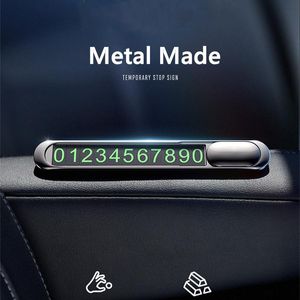 Interior Decorations Temporary Telephone Number Metal Shape Parking Permit Alloy Car Card AccessoriesInterior