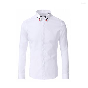 M￤ns casual skjortor Ankomsten av m￤n skjorta mode m￤rke krage h￶g temperatur laminerad utskrift icke-j￤rn anti-rynka shirmens