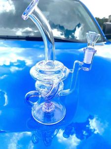 9 cali 23 CM szisza fioletowy okrągły filtr szklany Bong Recycler rury bonga wodne butelki Dab Rig rozmiar 14mm żeńskie wspólne magazyn w usa