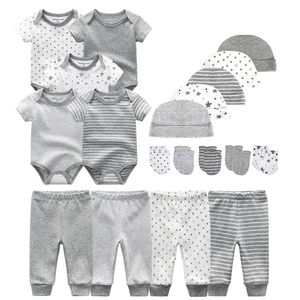 Unisex Born Baby Boy Kleidung BodysHosenHüteHandschuhe Baby Mädchen Kleidung Baumwolle Kleidung Sets LJ201223