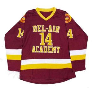 Bel-Air Academy 14 Will Smith Movie Hockey maglia cucita 100% ricamo Mens Womens Youth Hockey maglie rosse