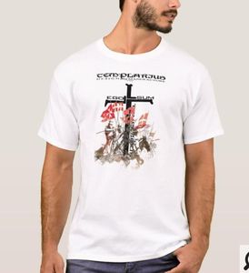 T-shirt da uomo Templari oscuri che cavalcano in armatura completa T-shirt grafica Templer Knight. T-shirt da uomo con scollo a maniche corte in cotone estivo S-3XL