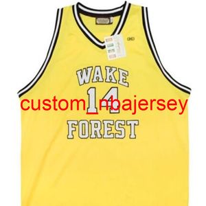 Anpassad vintage #14 Tyrone Bogue Wake Forest Demon Deacons Basketball Jersey Size S-4XL eller Custom något namn eller nummer Jersey