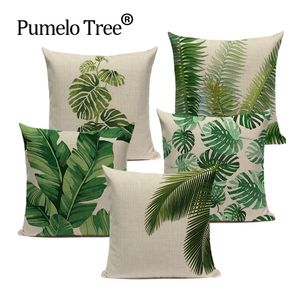 枕ケーストロピカルの葉クッションカバー枕の上の熱帯雨林スタイルの植物枕カバー装飾的なカスタムソファカバー220623