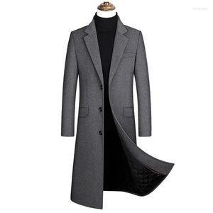 Herren Wollmischungen KUYOMENS Herren Langer Mantel verdicken Herren Trench Wollmantel Jacke Winter Smart Casual Mäntel Plus Size