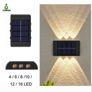 4/6/8/10/12/16 LED-Solar-Wandleuchten für den Außenbereich, wasserdicht, nach oben und unten leuchtende Beleuchtung, Gartendekoration, LED-Treppen, Zaun, Sonnenlicht-Lampe