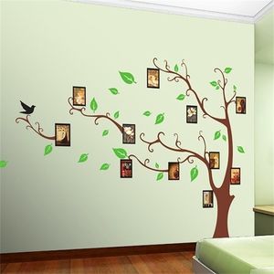 PO Frame Green Tree Wall Sticker Mural Lovningsbar vinylrumsdekor 201211