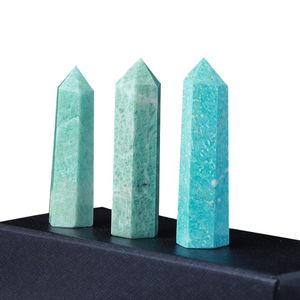Objetos decorativos Figuras de 5-8 cm de obelisco natural reseda coluna Amazonite Crystal Point Polido Varda Verde para Home Deco