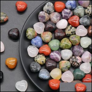 Stone Loose Beads Jewelry Natural 15X10Mm Heart Ornaments Chakra Reiki Healing Quartz Mineral Tumbled Gemstones Hand Home Decor Doi
