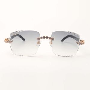 Blue Bouquet Diamonds Buffs Sonnenbrille 3524014 mit schwarzen Büffelhornbeinen und 58 mm geschnittenem Objektiv