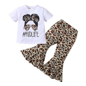 FocusNorm 1 6y Summer Toddler Girls Clothes Sets 2pcs Leopard Impresso Manga curta Tamas Tamas Tops calças 220620