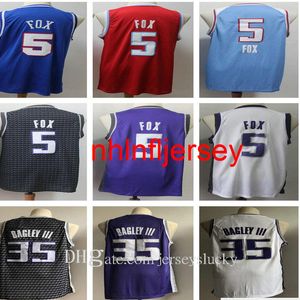 Stitched Men De'Aaron 5 Fox Maglie 2021 Viola Bianco Nero Rosso 35 Marvin Bagley III Basketball College Shirts Taglia S-5XL Traspirante