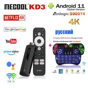 MECOOL KD3 TVDONGLE SMART MINI TVSTICK TV Box Android 11 Google Certified AMLOGIC S905Y4 2GB 8GB DDR4 Wifi BT AV1 Opcjonalnie i8 Air Mouse