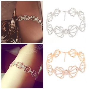 Strass Oberschenkelkette Kristall Beinkette Metall Körperketten für Frauen Mädchen Sexy Sommer Bikini Schmuck Harness Mode Strand Stil