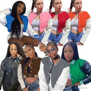 Designer Womens Baseball Uniform Jackets Varsity Autumn Winter Streetwear Fashion Splicing Threaded Long Sleeve Short Coat