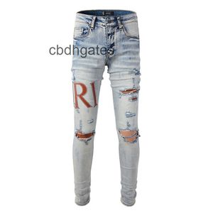 Designer Jean Jeans Mens Fashion Amirs Us Casual Hip Hop High Street Worn Out and Washed Splash Ink Color Painting Slim Fit Jeans Mens #840