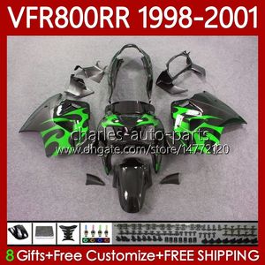 Body Kit For HONDA Interceptor VFR 800RR 800 CC RR VFR800RR 1998 1999 2000 2001 Bodywork 128No.80 VFR-800 Green flames 800CC VFR800R 98-01 VFR800 RR 98 99 00 01 Fairing