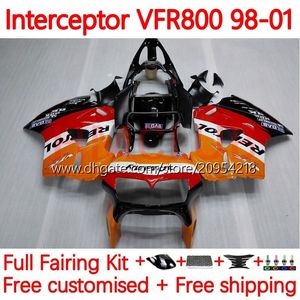 Body WorkWorks dla Honda Interceptor VFR800R VFR 800RR 800 cm3 RR 98-01 Bodys 122NO.22 VFR800RR 800CC VFR800 98 99 00 01 VFR-800 RR 1998 1999 2000 2001 Fairing Kit Orange Orange