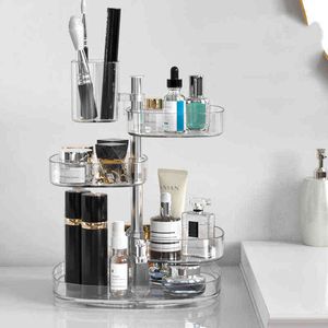 Obracający się kosmetyczna półka do przechowywania przezroczni makijaż Organizator skóry butelka stojak na podłogę komoda szminka perfuma uchwyt na pen. Akryl J220702