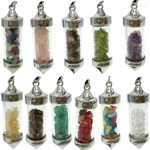 Pendant Necklaces Aventurine Coral Crystal Tiger Eye Tourmaline Wishing Bottle WB793Pendant