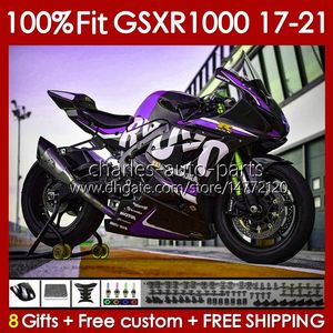 Injektion OEM-kropp för Suzuki GSXR1000 K17 GSXR 1000 CC 2017 2018 2019 2020 2021 Kroppsarbete 146no.85 1000cc GSX-R1000 17-21 GSXR-1000 17 18 19 20 21 FAIRINGS GLOSSY PULPLE