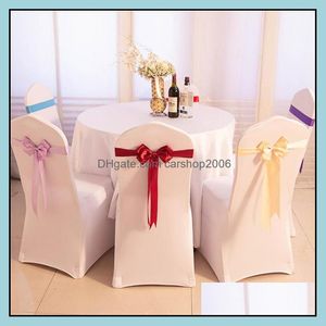 Sashes Chair Ers Home Textiles Garden Band Sash Bow Ivory Red 14 Colors Satin Leather For Decoration Drop Delivery 2021 Nvldd