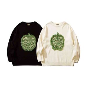 2022 Nya japanska lösa tröjor för män tidvatten varumärke höst och vinter pullover college stil grön äpple stickade tröja toppar t220730