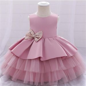 Kids Girl's Dresses Sequin Cake Double Baby Girl Dress 1 Year Birthday Born Party Wedding Vestidos Christening Ball Gown Clothes