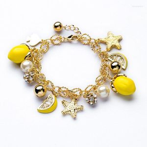 Pulseiras de charme pulseira de pendente de estrela de limão para feminino de cor -de -ouro fruta fruta do verão fofa praia de jóias criativas de moda criativa Inte22