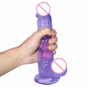 Nxy Dildos Mulheres S simulado Masturbação Cristal Geléia Penis Transparente Colorido Sucção Backyard Plug Anal Adulto 0316