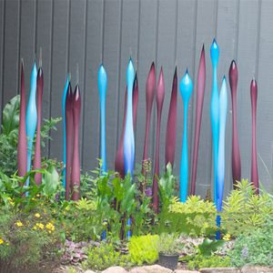 Blue Glass Luxury Floor Lamp Spears Handmade Blown Art Murano Glass Tall Spike Outdoor Garden Decor Sculpture Crafts