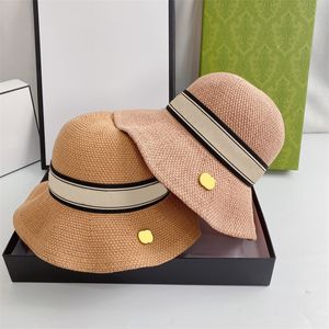 Designer Frauen Hut Mode Krempe Hüte Welle Marke Einfarbig Gewebt Männer Baseball Kappe Fisherman Caps Stroh Hut 04285YB