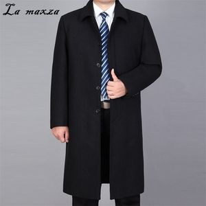 Inverno Nuovo arrivo Turn down Collar Cappotti neri per uomo Smart Casual Slim Cashmere Coats LJ201110