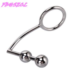 FBHSECL 40/45/50mm Stainless Steel With Ball Hole Anal Hook sexy Toys for Men Women Dilator Butt Plug Metal Adult Products