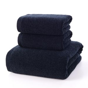 3PCS Cały solidny bawełniany frotte Zestaw Czarny Ręcznik Wysokiej jakości mały ręcznik do twarzy i duże ręczniki prysznicowe w łazience SET245W