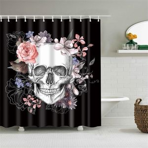 Dafield Sugar Skull Shower Curtain with Flower Waterproof Fabric for Bathroom T200711