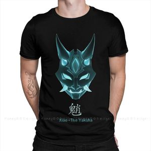 Herr t-shirts genshin påverkar tryck bomullsskjorta hombre xiao yaksha djävulen mode streetwear vuxen t o nacke