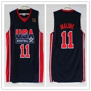 Herren 11 Karl Malone 1992 Dream Team USA Top-Trikot, 100 % genähtes Basketball-Trikot, XS-6XL, Weste, Trikots, Weste