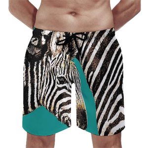 Heren shorts inkttekening van zebra -kunstbord Afrikaanse wilde dieren strand van hoge kwaliteit mannen grappige print zwembroek plus sizemen's
