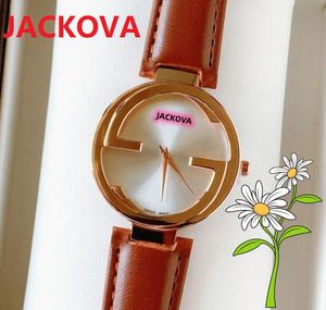 Top Brand Famous Women Wristwatch 38mm Quartz Movement Kvinnlig tidsklocka Klocka äkta läder Tre nåldesigner Europeisk mode