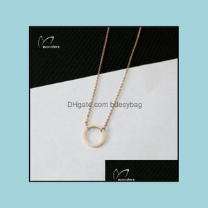 Pendant Necklaces Pendants Jewelry Stainless Steel Simple Dainty Empty Circle Round Karma Necklace For W Dhjml