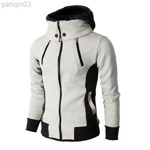 2022 Zipper Men Jackets Autumn Winter Casual Fleece Jackets Bomber Jacket Scarf Collar Fashion Hooded Male Outfit Slim Fit Hoody L220801