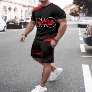 3D Jogging Gradient Stitching Men s O Neck Comfort Set Workout Clothes For Male s Tracksuit tshirts Shorts Sportswear Clothing 220613