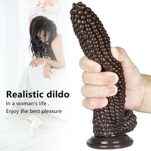 Corn Dildo Large sexy Toy for Women With Thick Glans Real Dong with Powerful Suction Cup Stiff Cock Adult