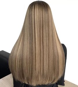 Lace Topper Jewish Wigs Ombre Piano Color T P T Silky Straight European Cuticle Aligned Virgin Human Hair Kosher Wig for White Woman Fast Express Delivery