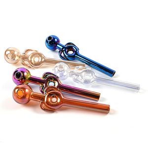 Handful 5mm Electroplate Smoking Pipe For Hookahs Pyrex Oil Burner Pipes Tobacco Wax Dab Rigs Accessories Colors send randomly SW134