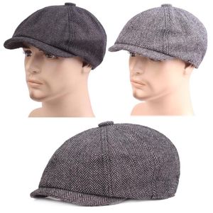 Basker sboy hatt män basker mörkgrå kändis kepsar vintage tweed toppy blindare platt toppade gata hattar för kvinnliga